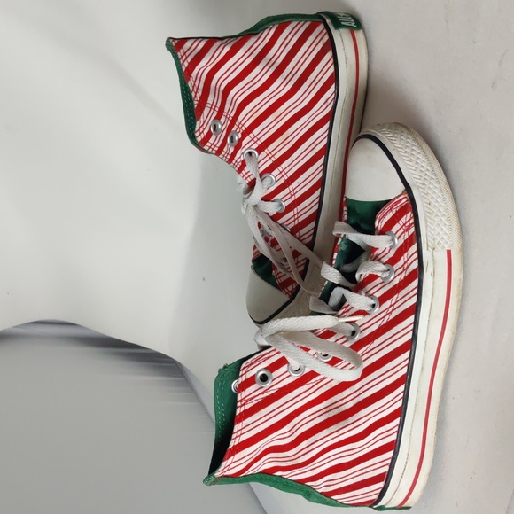 CONVERSE CANDY CANE STRIPE HI TOP TENNIS SHOES - Picture 3 of 10